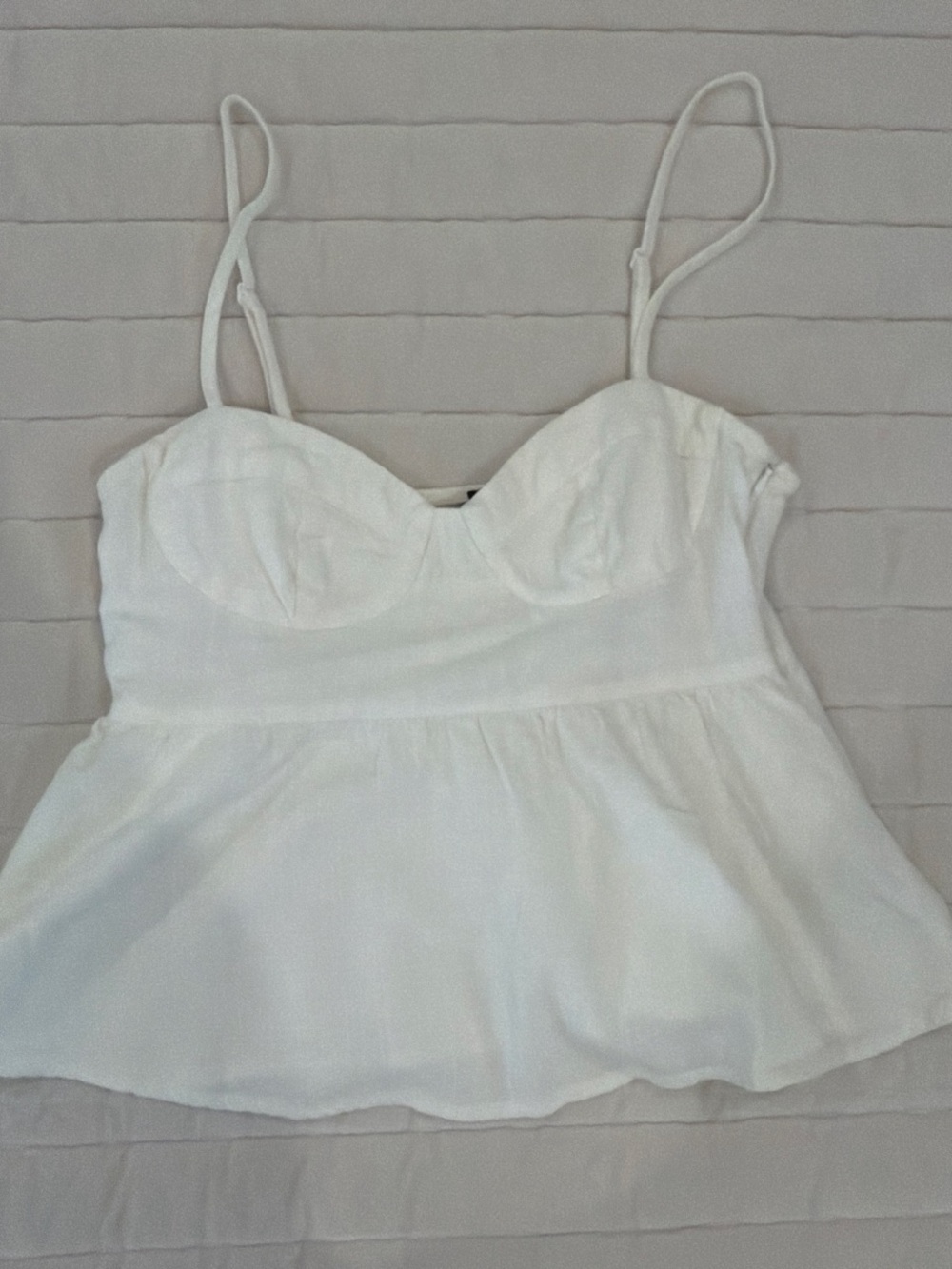 Divided White Peplum Cami with Shaped Bust